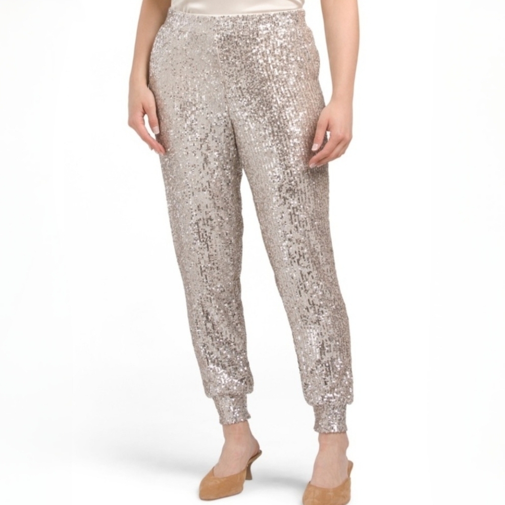 Cable & Gauge Sparkly Top & Jogger Set L NWT